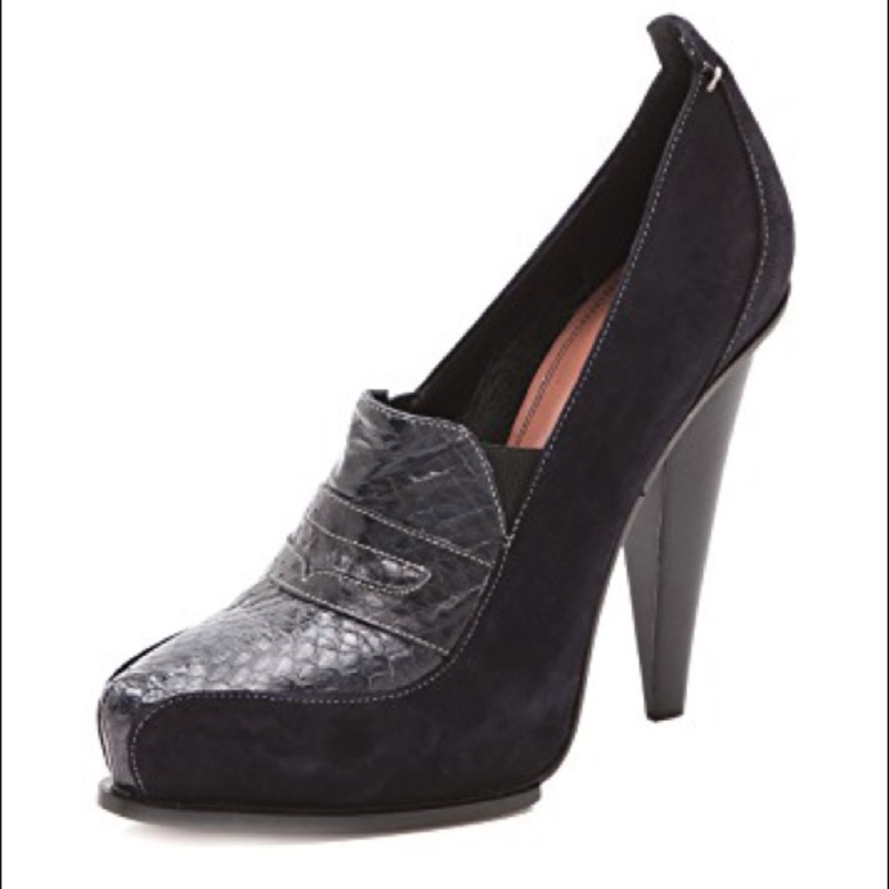 NWB Derek Lam Delana Navy Loafer Pumps Sz 6.5 - Picture 2 of 7